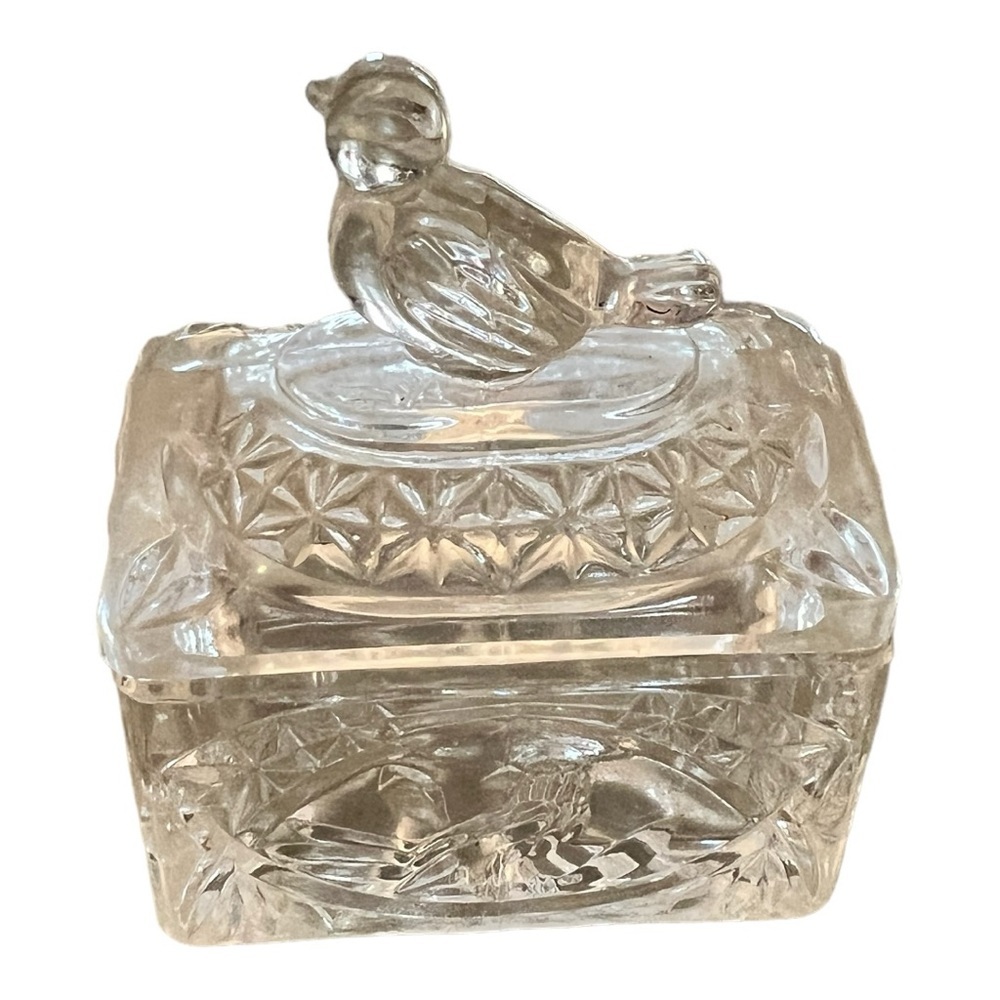 Vintage Hofbauer Bird Crystal Glass Trinket Holder‎